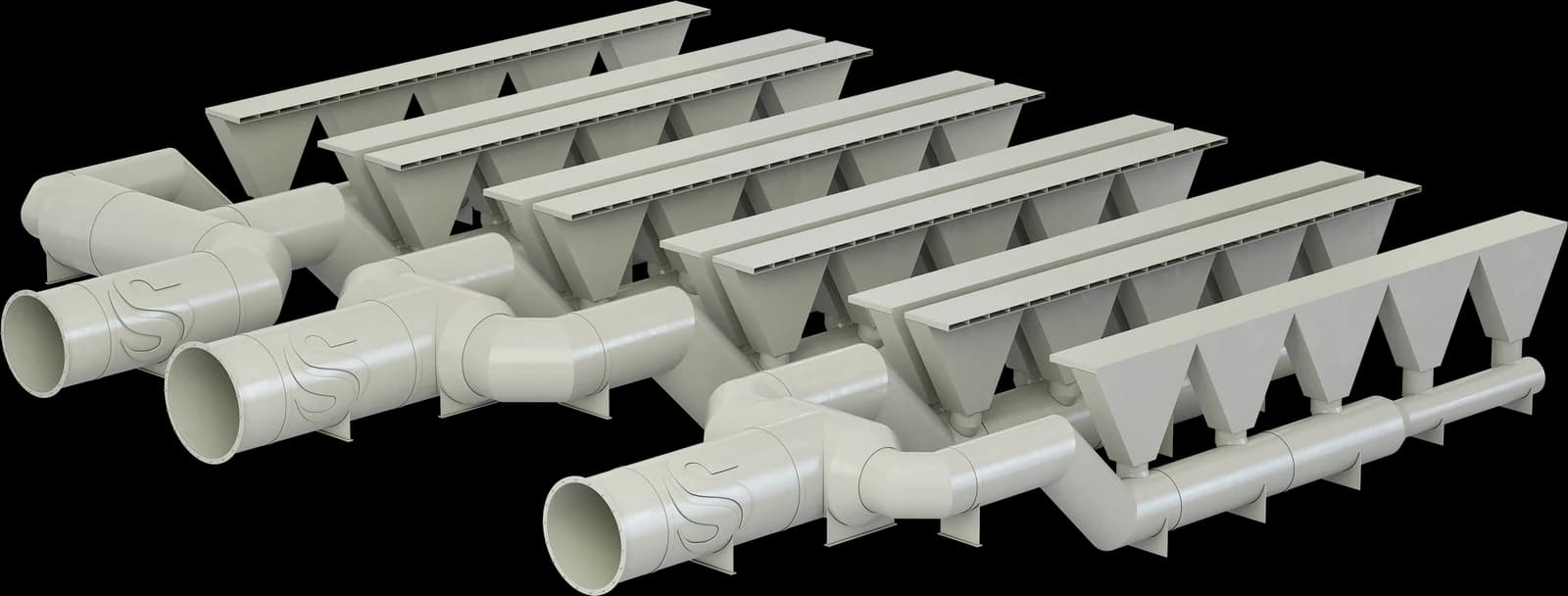 3D-модель системы бортовых отсосов и воздуховодов вытяжной вентиляции